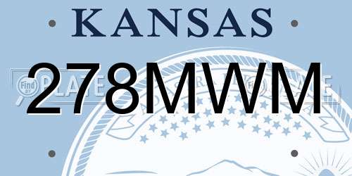 278MWM Kansas License Plate