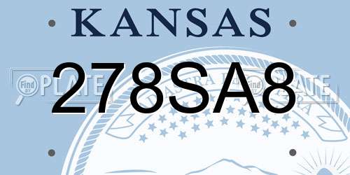 278SA8 Kansas License Plate