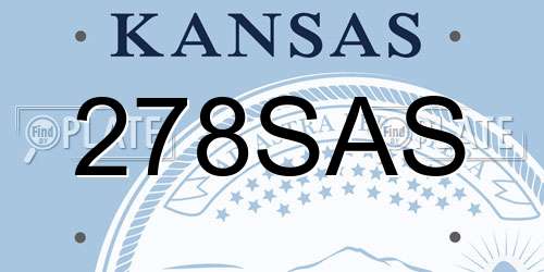 278SAS Kansas License Plate