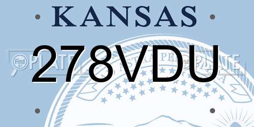 278VDU Kansas License Plate