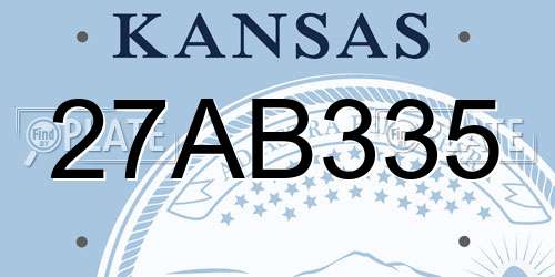27AB335 Kansas License Plate