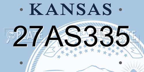 27AS335 Kansas License Plate