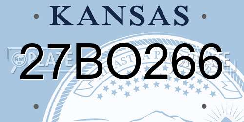27BO266 Kansas License Plate