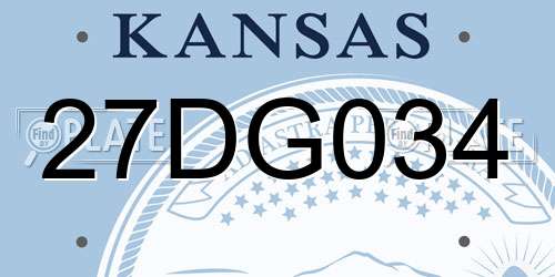 27DG034 Kansas License Plate