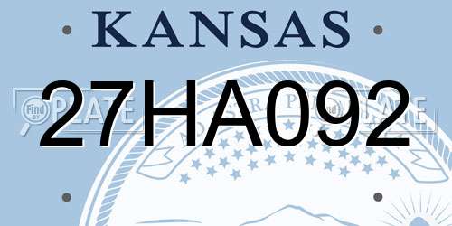 27HA092 Kansas License Plate