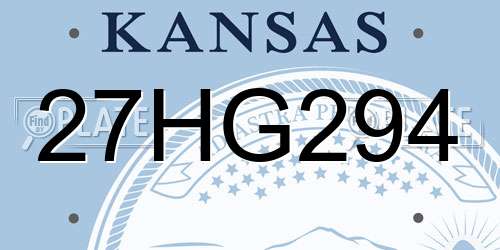 27HG294 Kansas License Plate
