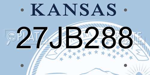 27JB288 Kansas License Plate