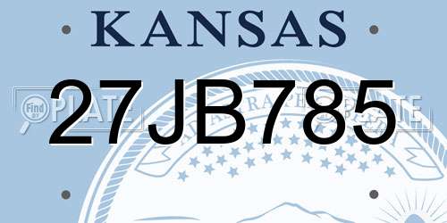 27JB785 Kansas License Plate