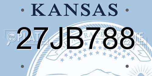 27JB788 Kansas License Plate