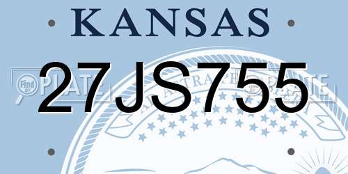 27JS755 Kansas License Plate