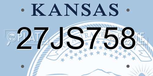 27JS758 Kansas License Plate