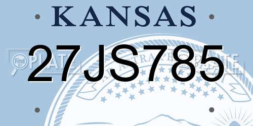 27JS785 Kansas License Plate
