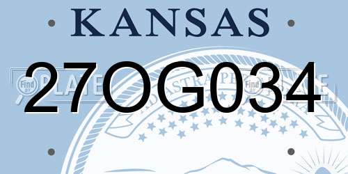27OG034 Kansas License Plate