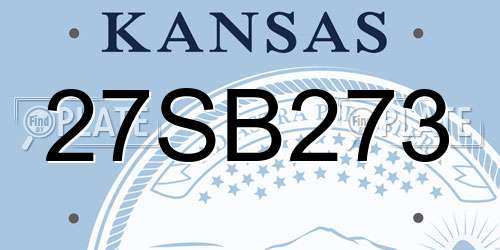 27SB273 Kansas License Plate