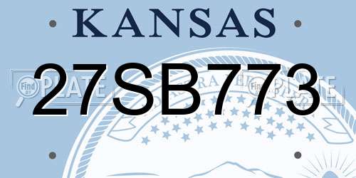 27SB773 Kansas License Plate