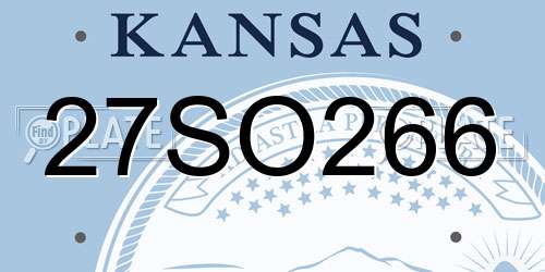 27SO266 Kansas License Plate