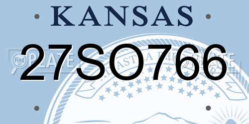 27SO766 Kansas License Plate