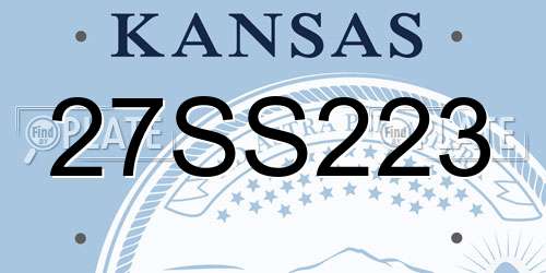 27SS223 Kansas License Plate