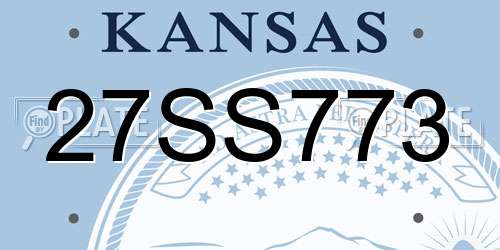 27SS773 Kansas License Plate