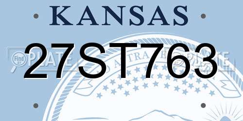 27ST763 Kansas License Plate