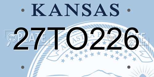 27TO226 Kansas License Plate