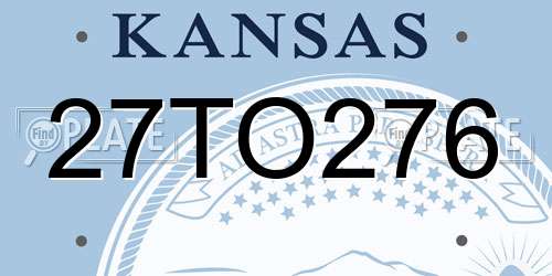 27TO276 Kansas License Plate