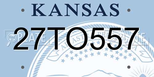 27TO557 Kansas License Plate