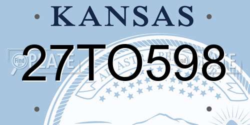 27TO598 Kansas License Plate