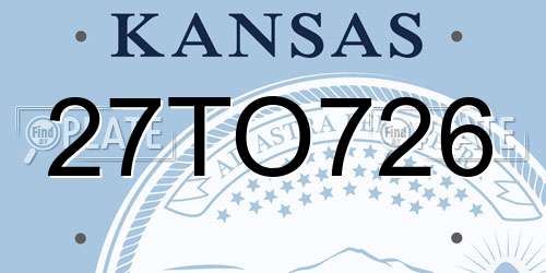 27TO726 Kansas License Plate