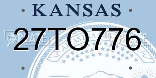 27TO776 Kansas License Plate