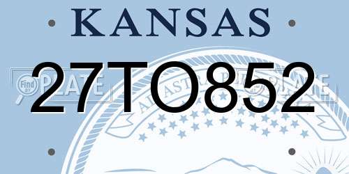 27TO852 Kansas License Plate
