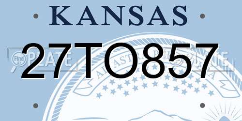27TO857 Kansas License Plate