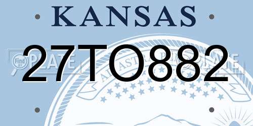 27TO882 Kansas License Plate