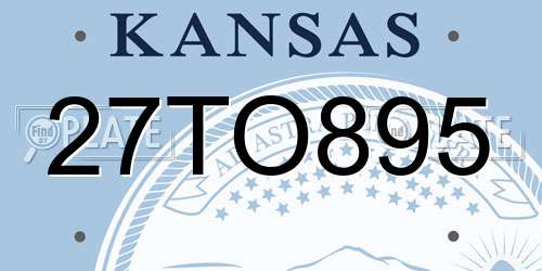 27TO895 Kansas License Plate