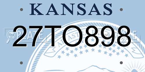 27TO898 Kansas License Plate