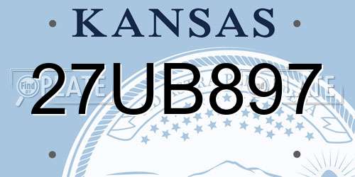 27UB897 Kansas License Plate