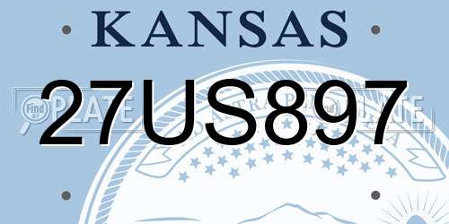 27US897 Kansas License Plate