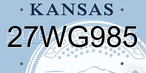 27WG985 Kansas License Plate