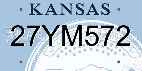 27YM572 Kansas License Plate