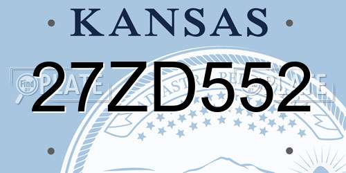27ZD552 Kansas License Plate