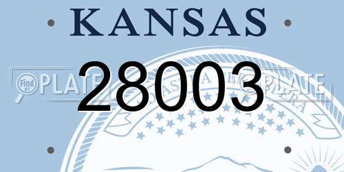 28003 Kansas License Plate