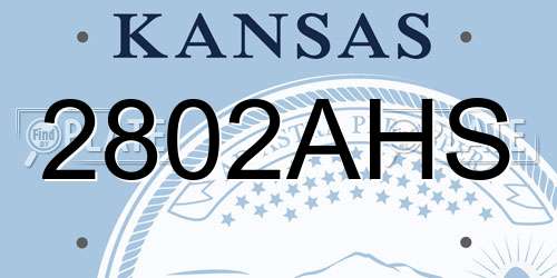 2802AHS Kansas License Plate