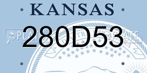 280D53 Kansas License Plate