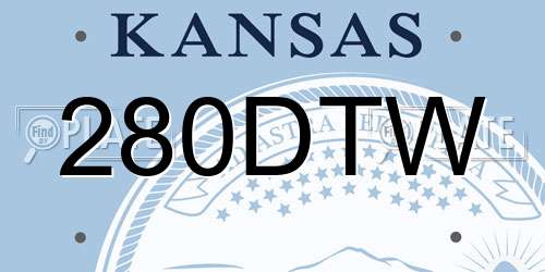 280DTW Kansas License Plate