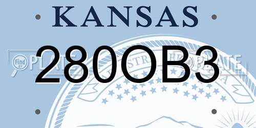 280OB3 Kansas License Plate