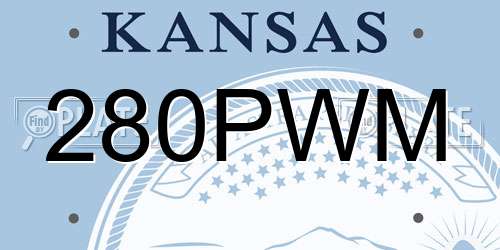 280PWM Kansas License Plate