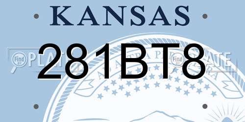 281BT8 Kansas License Plate