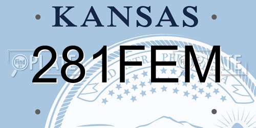 281FEM Kansas License Plate