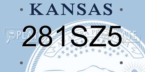 281SZ5 Kansas License Plate