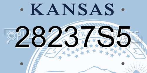 28237S5 Kansas License Plate